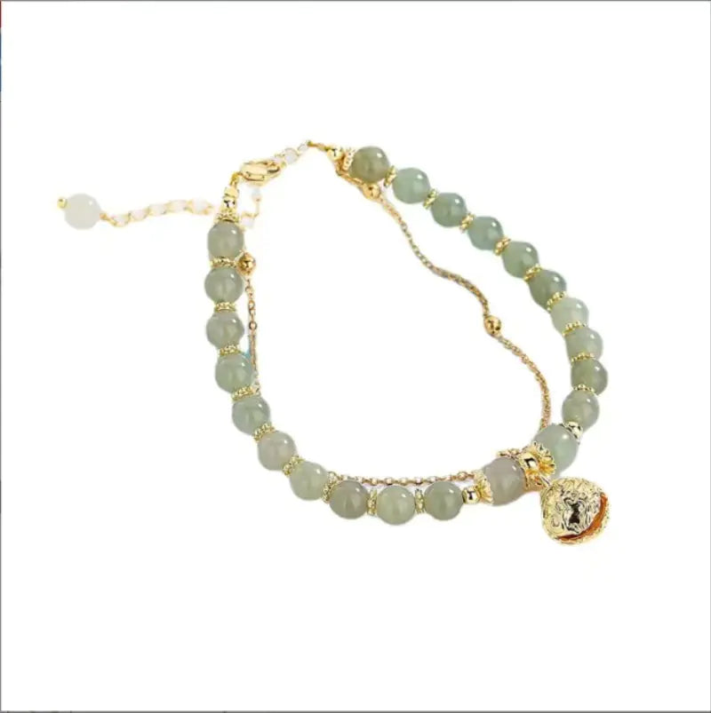 Natural Hotan Jade Bell Pendant Bracelet for Women